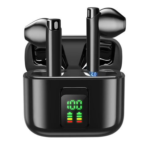 Bluetooth 5.3 Wireless Earbuds Headphones Noise Cancelling with Built-In Mic and Charging Case Hands-Free Calling Sweatproof In-Ear Headset Earphone Earpiece for Iphone/Android Smart Phones,Black